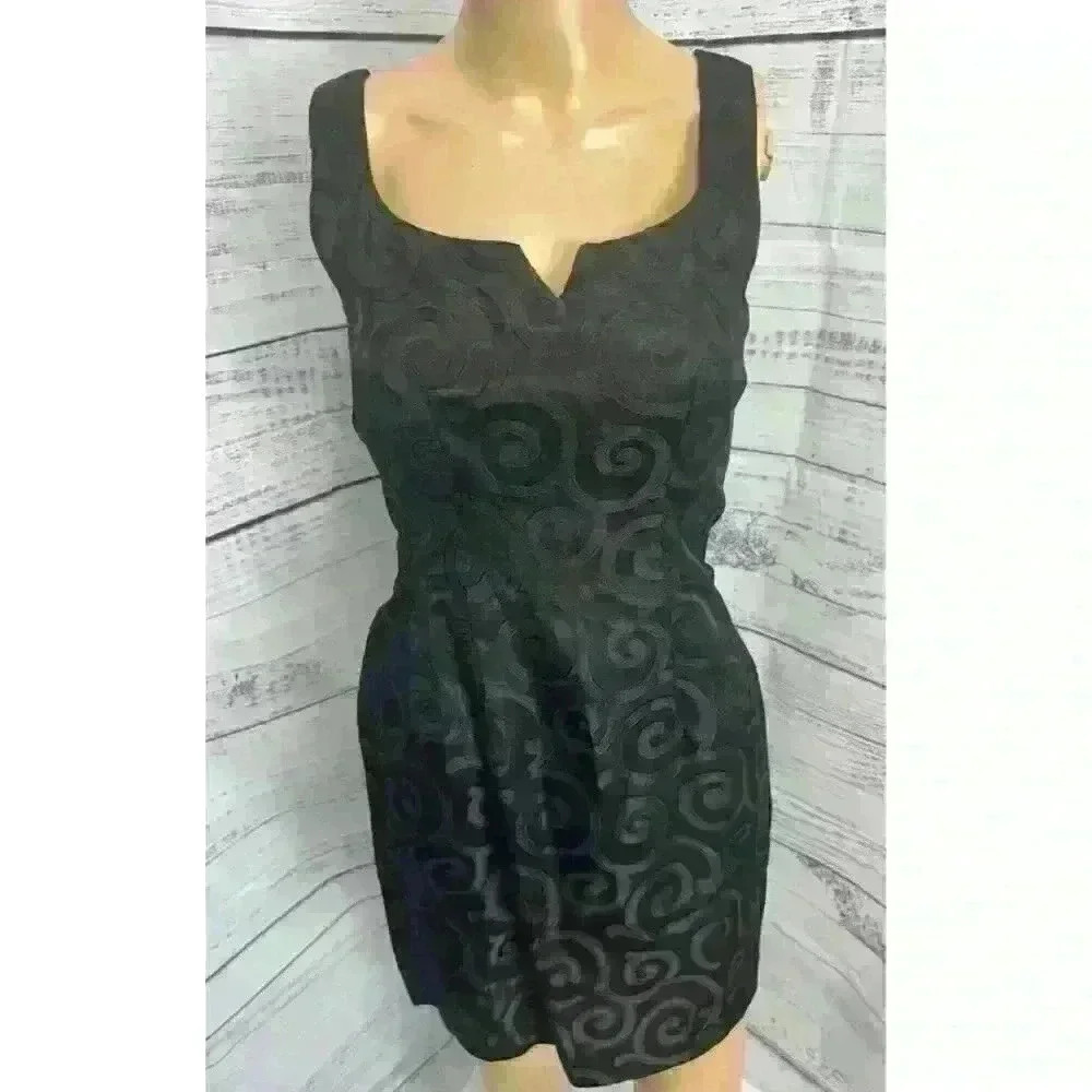 VTG 90s Jacquard Little Black Mini Dress Arrested Jonathan Martin Sz 3/4 80s EUC - Picture 2 of 15